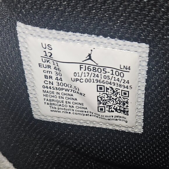 Nike Air Jordan 1 Cleats Panda Black White FJ6805-100 Football Men Size 13.5 NEW - Picture 3 of 3